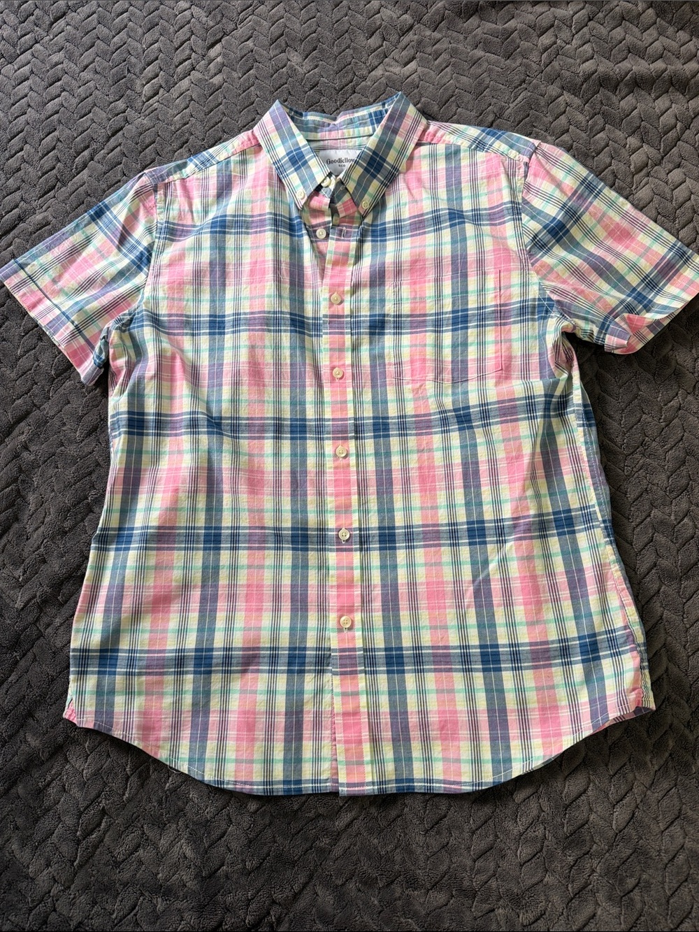 Goodfellow & Co Plaid Button-Down Pink, Blue Mens Large Slim Fit